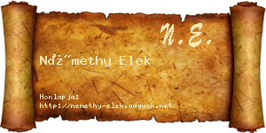 Némethy Elek névjegykártya